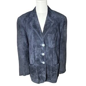 Classic Black Suede Tailored Blazer‎ Gianelli Women's EU 40 US 10